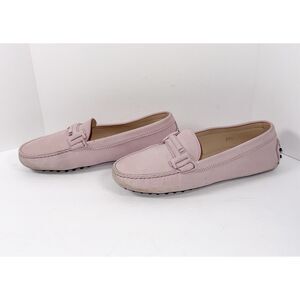 Tod's Gommino Leather Driving Loafers Calfskin Double T Slip On Pink 37.5/7.5